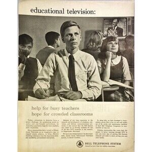 Bell Telephone System Educational Television: helping teachers Vtg Print Ad 1963